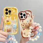 product_image_name-Generic-3D Cartoon Cute Bear Bracelet Phone Case For IPhone 15/  IPhone 15pro/IPhone 14/iPhone14proCream Cake Soft Wave Cover-3