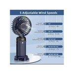 Generic Portable Handheld Folding Fan with 5 Speed Levels, Built-in 5000 mAh Battery - image 2