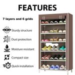 product_image_name-KUMALL-Dustproof shoe rack and storage cabinet, 7-layer, 6-compartment cabinet with lid - brownish-yellow-3