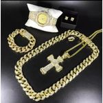 Keep Moving Fully Packaged Dubai Quality Men's Complete Ice Out Wristwatch Set