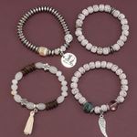 product_image_name-Fashion-4 IN 1 elastic and retractable Multilayer Tassel Charm Hand Beaded Bracelet Set - White-2