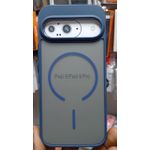Magnetic Matte Shockproof Case for Google Pixel 9 / Pixel 9 Pro – Translucent Back Cover with Navy Blue Bumper
