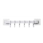 Generic Adjustable Self-Adhesive Kitchen & Bathroom Organizer wall Mounted 6 Hooks Storage Rack – Gray - image 4