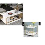 High Quality Exotic Faux Marble (MDF Wood)Centre Table And Luxury Side Stool
