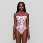 Fashion Bunny Costume Teddy Bodysuit with Bow