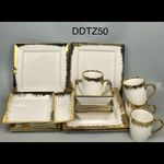 Generic Kitchenware High Quality Dinner Set__16 pcs __white / gold>> Square Shape - image 2