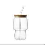 GLASS TUMBLER CUP WITH BAMBOO LID 