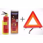 Fire Extinguisher + Triangular Safety Caution Sign