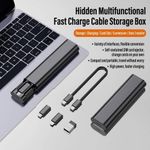 Generic 60W 5-in-1 Fast Charging Cable Storage Box Set, Dual Type-C Data Cable Kit with Lightning & Micro Adapters and SIM Tool for Phone Charger - Black - image 5