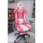 FURGLE Computer Racing Gaming Ergonomic Chair + Footrest- (PINK/WHITE)