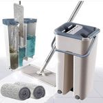 Scratch Mop With Dual Chamber Bucket & Extra Microfiber Pad – Flat Floor Cleaning Mop Set For Home & Office
