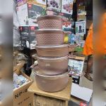 5 Set Diecast Non-Stick Pots-Granite Effect BRW