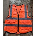 5pcs High Visibility Reflective Safety Vest with Pockets & Zipper - PPE Workwear orange