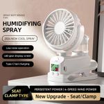 Generic Rechargeable Clip-On Mist Fan, 4-Speed Humidifying Mini Fan with LED Display - image 2