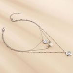 ONIBENZ Silver Stainless Steel Multi-Layered Necklace With Pearl & Queen Portrait Pendants