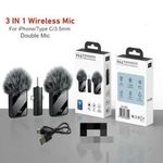Generic F11-2 Dual Noise Cancelling Wireless Microphone With 3 in 1 Receiver For iPhone,Type C and Camera
