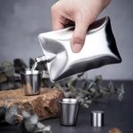Generic 304 Stainless Steel Hip Flask 6oz Wave Design Portable Pocket Flask - image 2