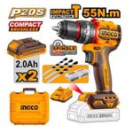 Ingco  20v compact 55nm brushless drill + 2 batteries 