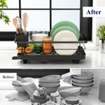 product_image_name-Flushrenic-Dishwashing rack,Kitchen countertop cutlery drying rack,Dish Drying Rack for Kitchen Counter,Adjustable Drain Spout,Utensil Separation Design,Spout Removable Utensil and Cup Holder,Kitchen storage-3