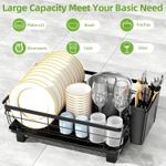 product_image_name-Flushrenic-Dishwashing rack,Kitchen countertop cutlery drying rack,Dish Drying Rack for Kitchen Counter,Adjustable Drain Spout,Utensil Separation Design,Spout Removable Utensil and Cup Holder,Kitchen storage-6