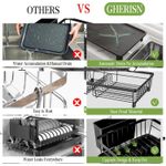product_image_name-Flushrenic-Dishwashing rack,Kitchen countertop cutlery drying rack,Dish Drying Rack for Kitchen Counter,Adjustable Drain Spout,Utensil Separation Design,Spout Removable Utensil and Cup Holder,Kitchen storage-7