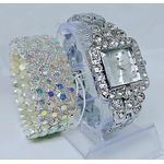 product_image_name-Fashion-Ladies Silver Wristwatch + 4 Layer Wrap Rhinestone Bracelet -2