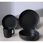 Dinner Set Modern Black Stoneware 16-Piece Dinnerware Set. Good Quality