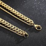 ONIBENZ Double Layer Stainless Steel Link Chain Necklace With Cross Pendant - GOLD - image 5