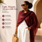 Fashion Sun Protection Shawl Lightweight Oversized Polyester Beach Wrap Burgundy - image 3
