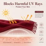 Fashion Sun Protection Shawl Lightweight Oversized Polyester Beach Wrap Burgundy - image 4