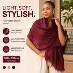 Fashion Sun Protection Shawl Lightweight Oversized Polyester Beach Wrap Burgundy - image 7