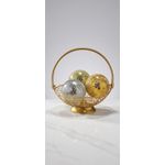Generic Luxury Gold Wire Basket Centerpiece with 3 Crackle Mosaic Glass Spheres – Modern Table Decor - image 2