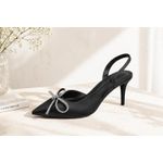Fashion Glitter Bow Cut-out Slingback Heels