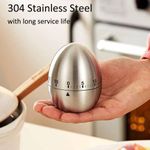 Generic Stainless Steel Mechanical Egg Shaped Kitchen Countdown Timer for Cooking - image 2