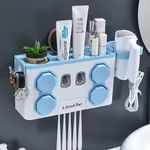 Toothbrush Holders And Automatic Toothpaste Dispenser With Hair Dryer Rack