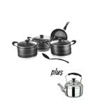 Non Stick Pot And Frying Pan Set Of 4pcs With 3L Kettle 