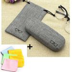ONIBENZ Durable Linen Fabric Case For  Eyeglasses Protection (with Glasses Pouch,Cleaning Cloth) - image 2