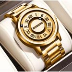 BINBOND Original Quality & Highly Premium Non Fading Gold Magnetic Wristwatch For Royalties 