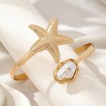 product_image_name-Fashion-Ocean Vacation Style Starfish & Imitation Pearl Armlet - Adjustable Open Design for Women-2