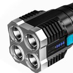 product_image_name-Generic-BATTERY INDICATOR LONG LASTING FLASHLIGHT TORCHLIGHT, Waterproof Outdoor And Indoor Flashlight, USB Rechargeable Torchlight, Led Flashlight, Camping Hiking Torchlight, High Power LED Flashlights Camping Torch With 4 Lamp Leds, LED Camping Lantern Light-2