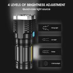 product_image_name-Generic-BATTERY INDICATOR LONG LASTING FLASHLIGHT TORCHLIGHT, Waterproof Outdoor And Indoor Flashlight, USB Rechargeable Torchlight, Led Flashlight, Camping Hiking Torchlight, High Power LED Flashlights Camping Torch With 4 Lamp Leds, LED Camping Lantern Light-4