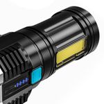 product_image_name-Generic-BATTERY INDICATOR LONG LASTING FLASHLIGHT TORCHLIGHT, Waterproof Outdoor And Indoor Flashlight, USB Rechargeable Torchlight, Led Flashlight, Camping Hiking Torchlight, High Power LED Flashlights Camping Torch With 4 Lamp Leds, LED Camping Lantern Light-6