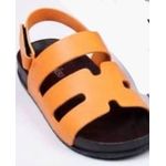 Fashion Unisex Sturdy Versatile Orange Thick Leather Slides - Sturdy Leather Platform Sandals - image 2