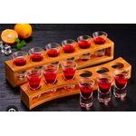 Generic 12 Tequila Shot Glasses & Bamboo Holder