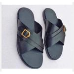 Mens Leather Cross Palm Slippers
