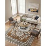 Generic Luxurious Golden Brown Medallion Area Rug - Elegant Home Decor