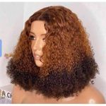 2 tone super soft budget pixie curly hair wig with T frontal