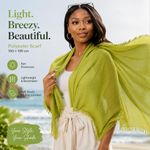 Fashion Sun Protection Shawl Lightweight Oversized Polyester Beach Wrap Mustard Green - image 2