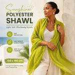 Fashion Sun Protection Shawl Lightweight Oversized Polyester Beach Wrap Mustard Green - image 3