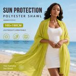 Fashion Sun Protection Shawl Lightweight Oversized Polyester Beach Wrap Mustard Green - image 6